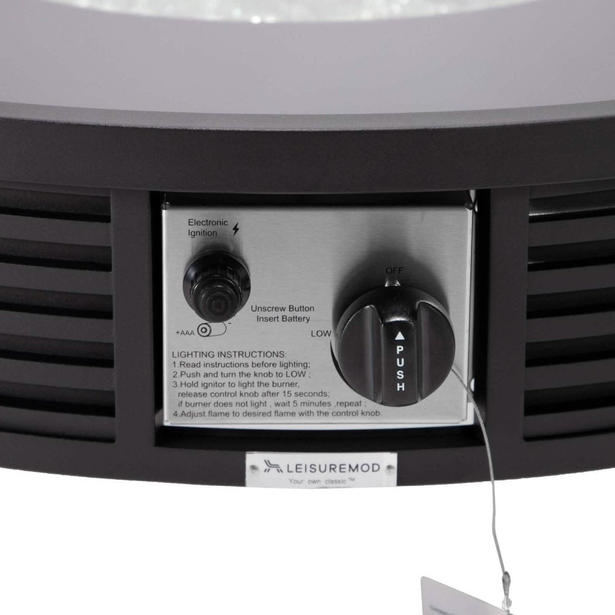 Walbrooke Outdoor Patio Round Fire Pit and Tank Holder with Slats Design Black Fire Pits Leisuremod
