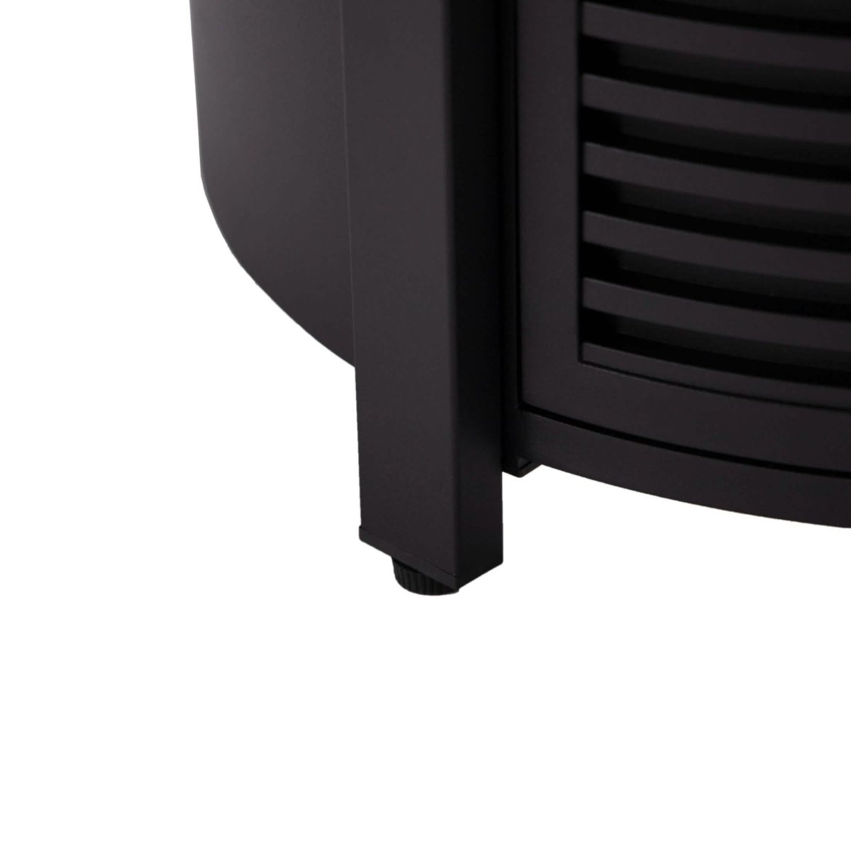 Walbrooke Outdoor Patio Round Fire Pit and Tank Holder with Slats Design Black Fire Pits Leisuremod