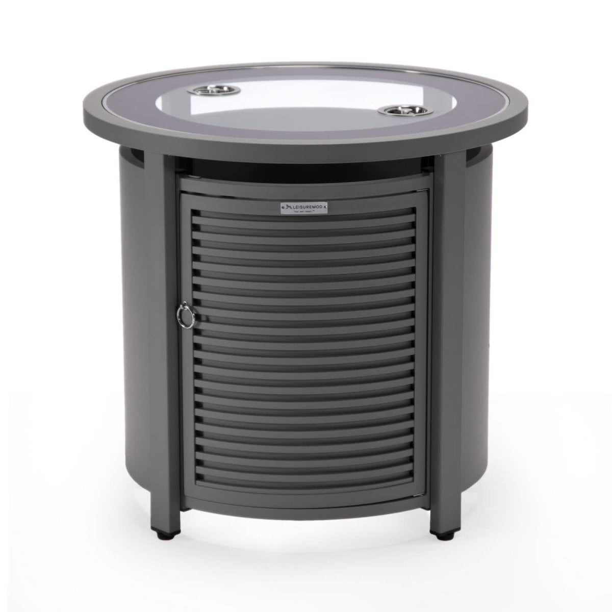 Walbrooke Outdoor Patio Round Fire Pit and Tank Holder with Slats Design White Fire Pits Leisuremod