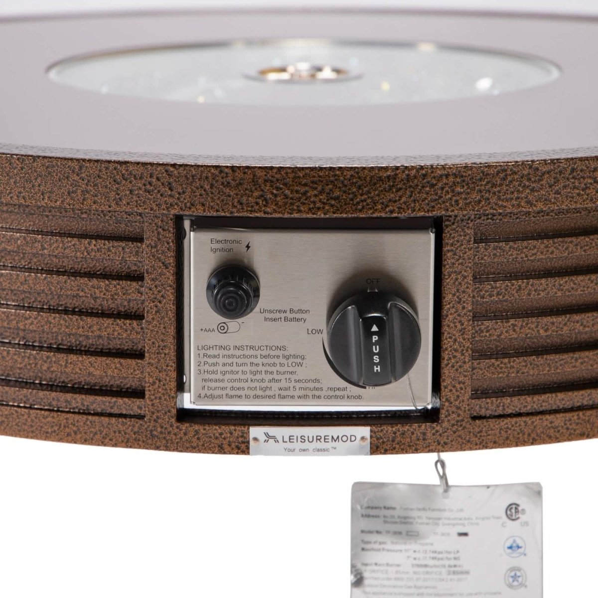 Walbrooke Outdoor Patio Round Fire Pit and Tank Holder with Slats Design White Fire Pits Leisuremod