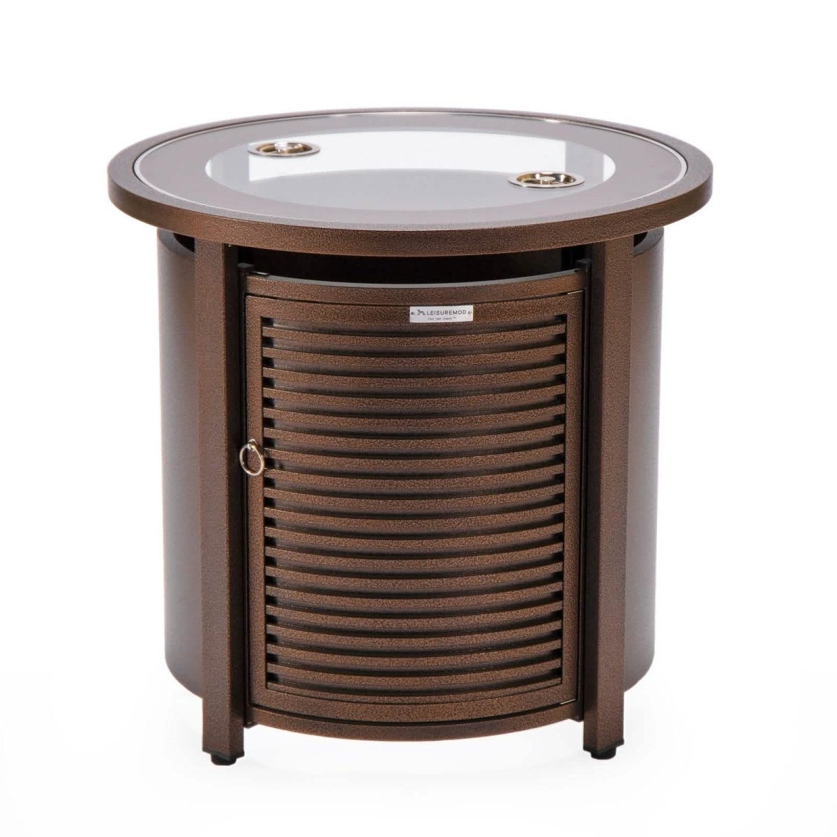 Walbrooke Outdoor Patio Round Fire Pit and Tank Holder with Slats Design White Fire Pits Leisuremod