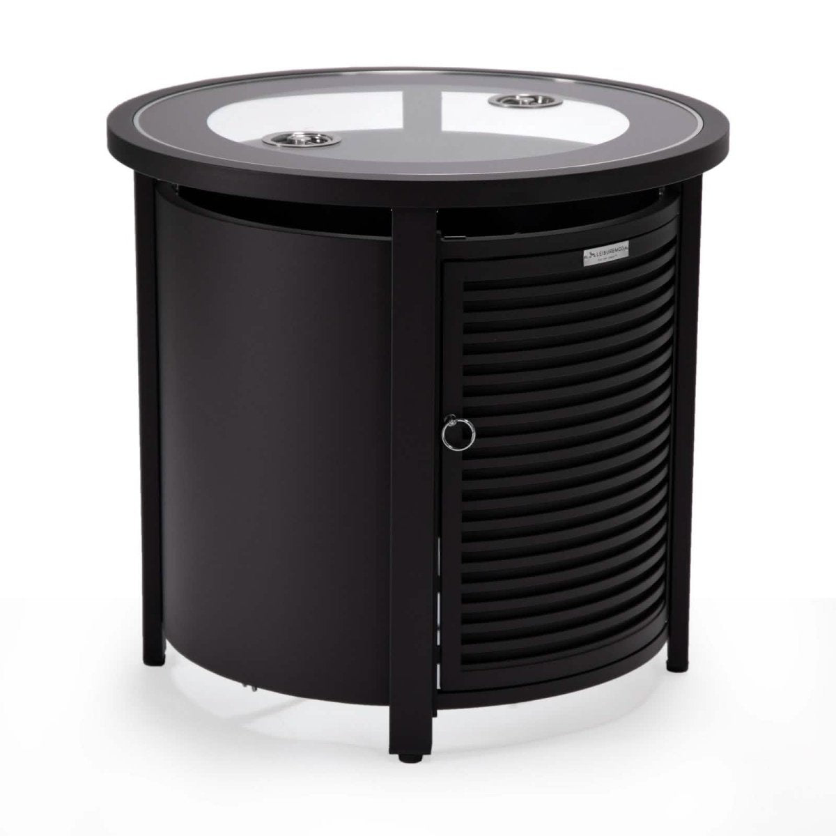 Walbrooke Outdoor Patio Round Fire Pit and Tank Holder with Slats Design White Fire Pits Leisuremod