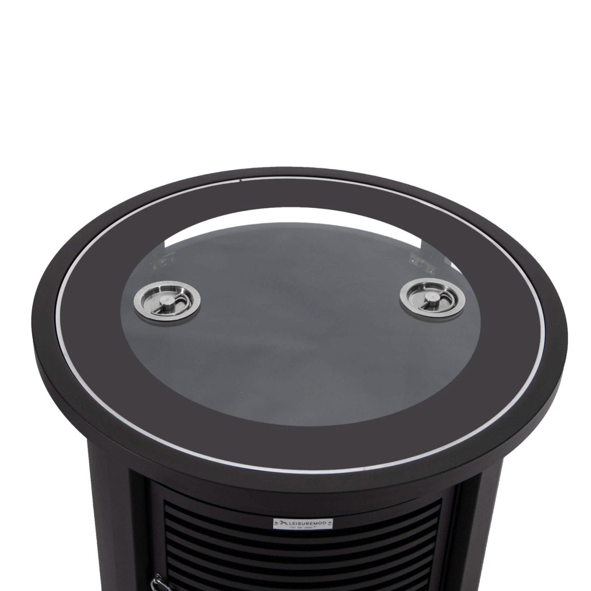 Walbrooke Outdoor Patio Round Fire Pit and Tank Holder with Slats Design Black Fire Pits Leisuremod