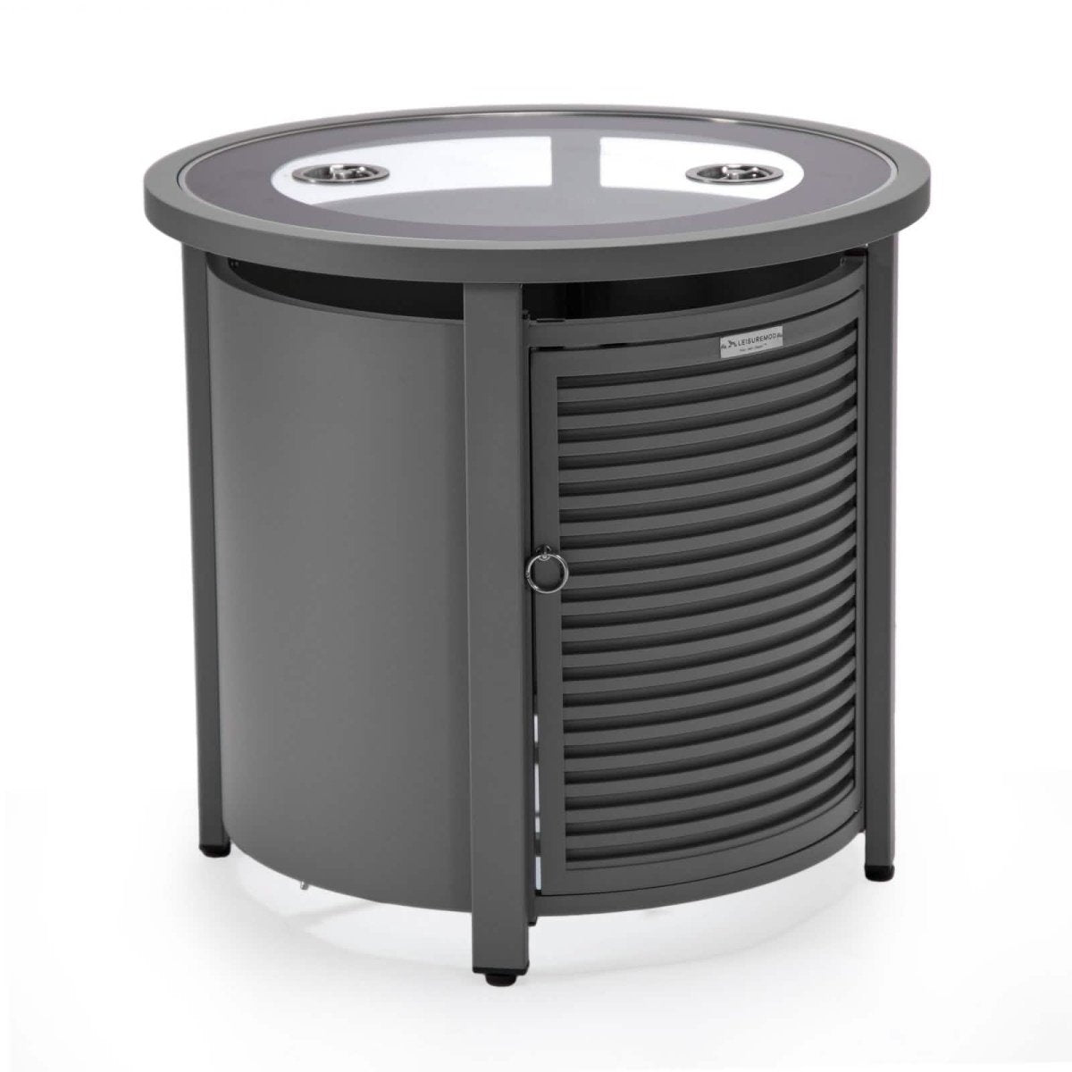 Walbrooke Outdoor Patio Round Fire Pit and Tank Holder with Slats Design White Fire Pits Leisuremod
