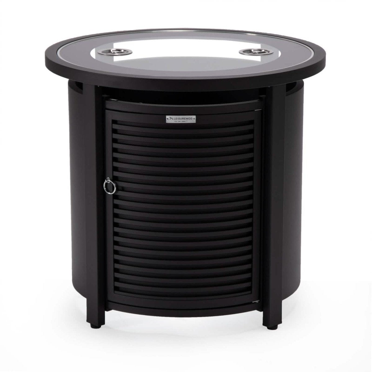Walbrooke Outdoor Patio Round Fire Pit and Tank Holder with Slats Design White Fire Pits Leisuremod
