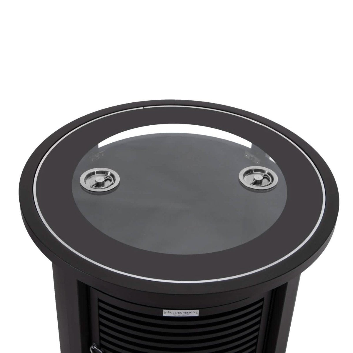 Walbrooke Outdoor Patio Round Fire Pit and Tank Holder with Slats Design White Fire Pits Leisuremod