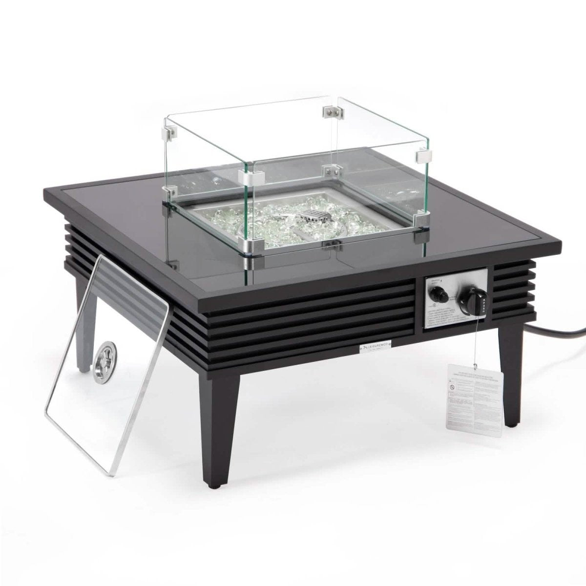 Walbrooke Outdoor Patio Square Fire Pit and Tank Holder with Slats Design