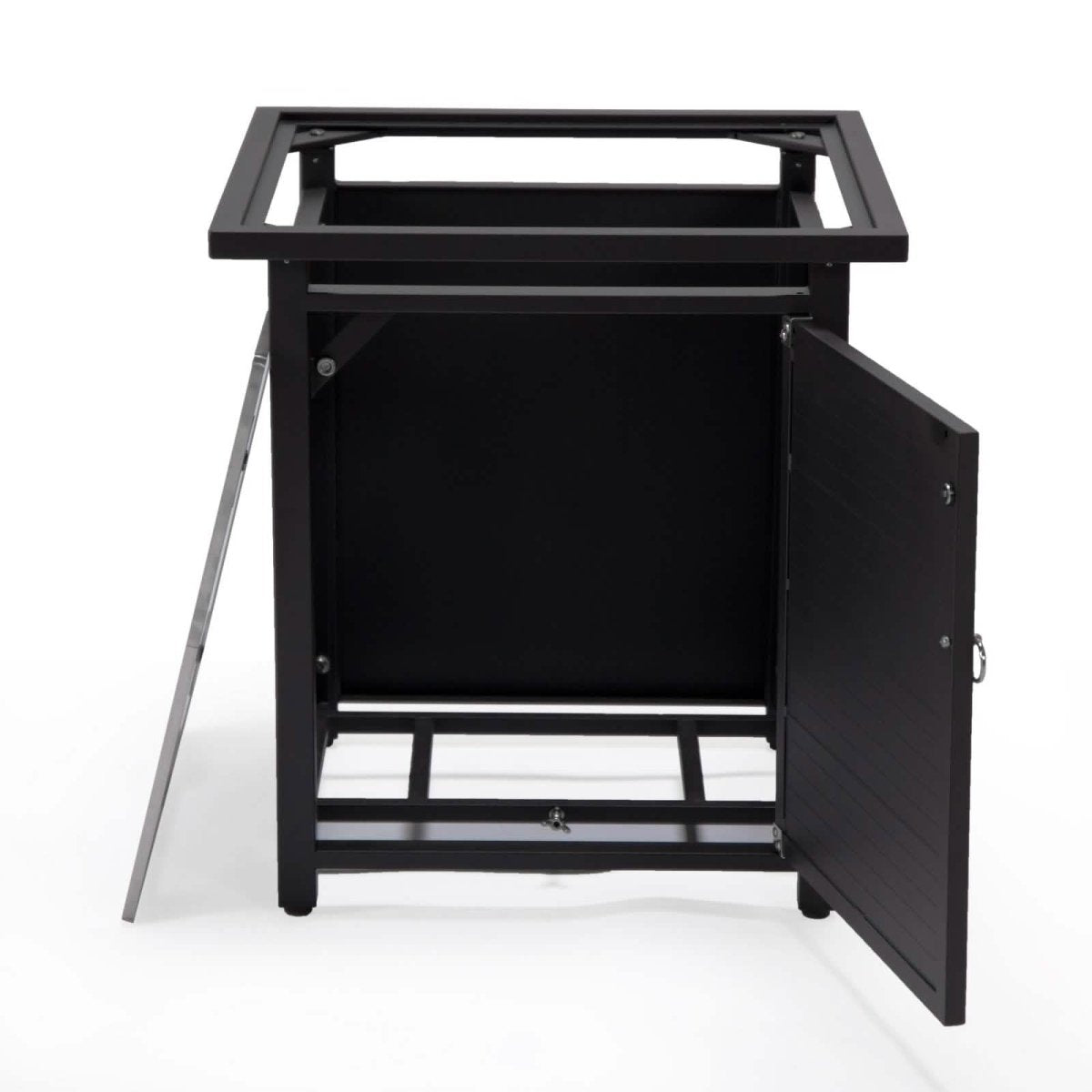 Walbrooke Outdoor Patio Square Fire Pit and Tank Holder with Slats Design