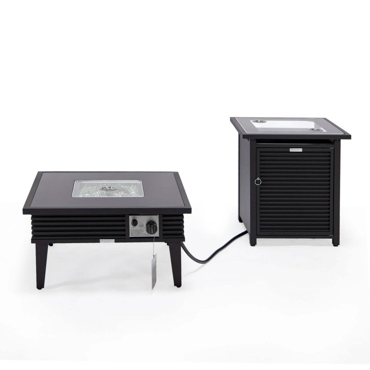 Walbrooke Outdoor Patio Square Fire Pit and Tank Holder with Slats Design