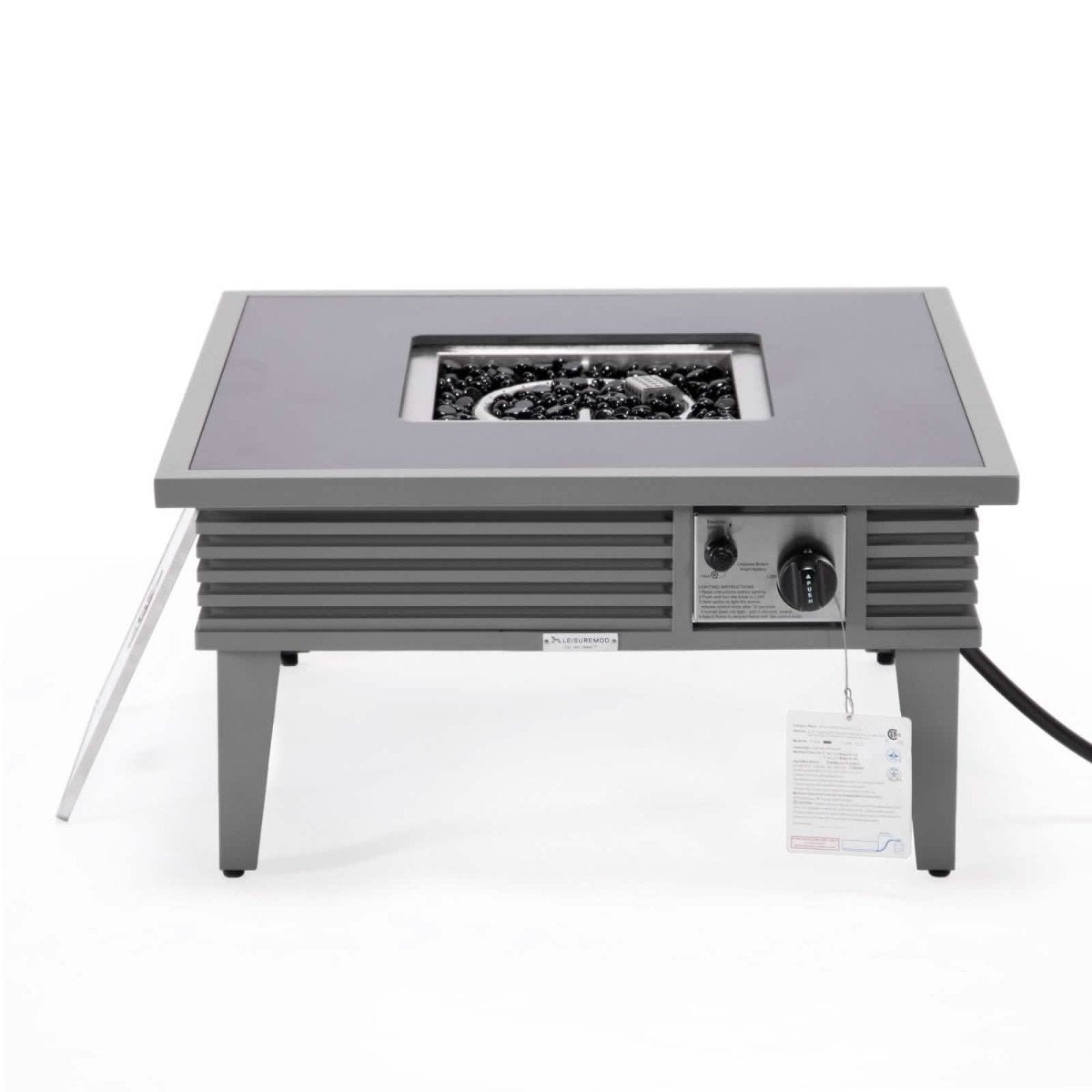 Walbrooke Outdoor Patio Square Fire Pit and Tank Holder with Slats Design