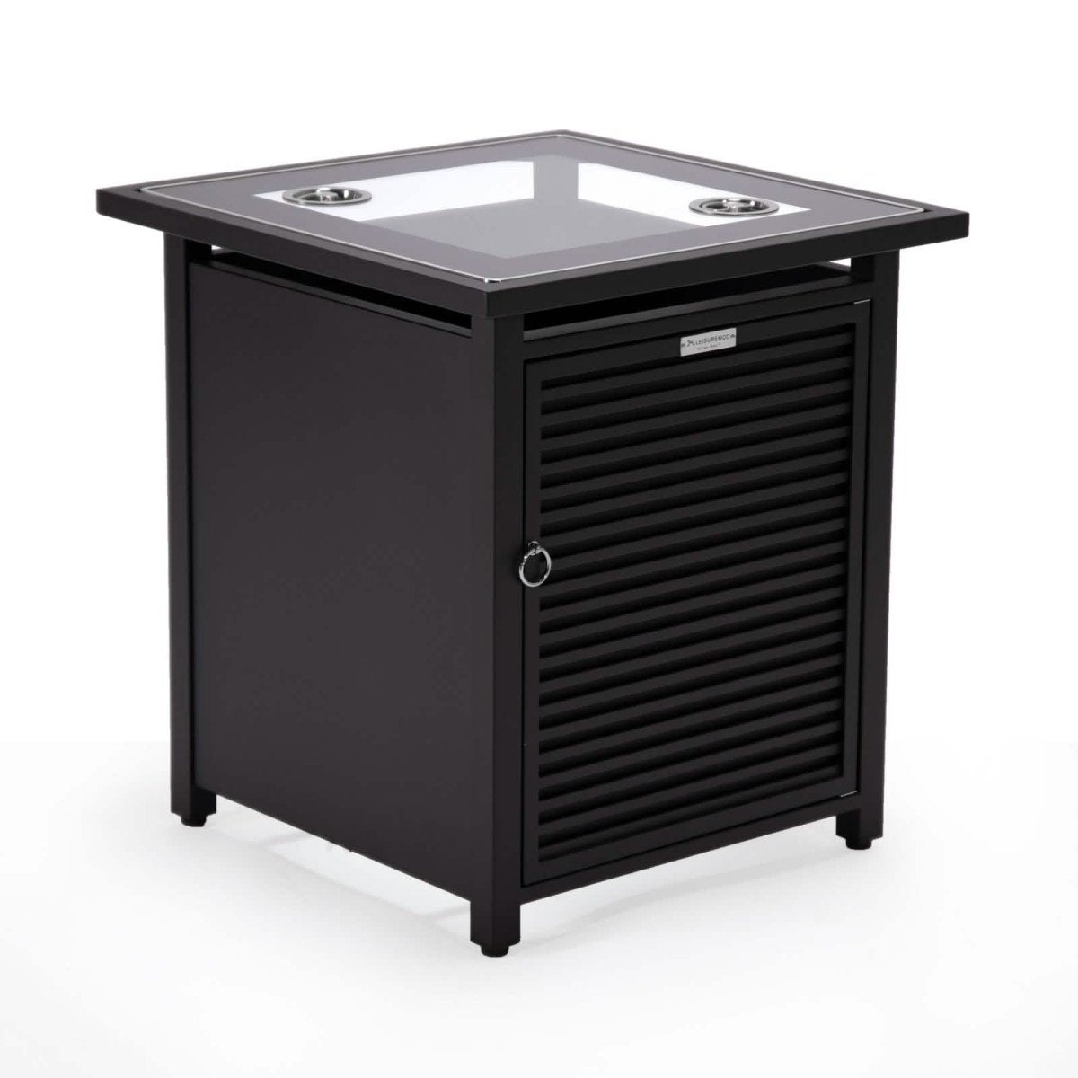 Walbrooke Outdoor Patio Square Fire Pit and Tank Holder with Slats Design