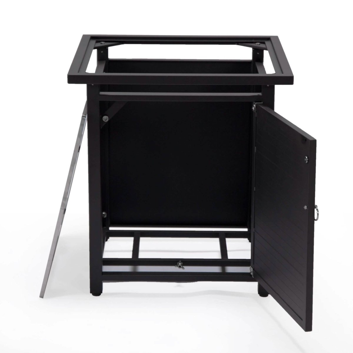 Walbrooke Outdoor Patio Square Fire Pit and Tank Holder with Slats Design