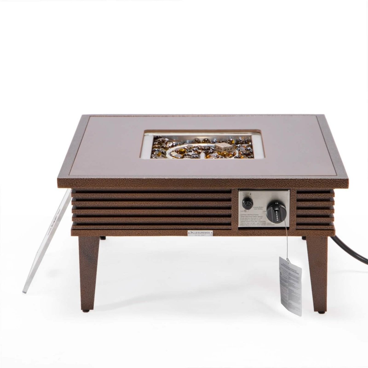 Walbrooke Outdoor Patio Square Fire Pit and Tank Holder with Slats Design