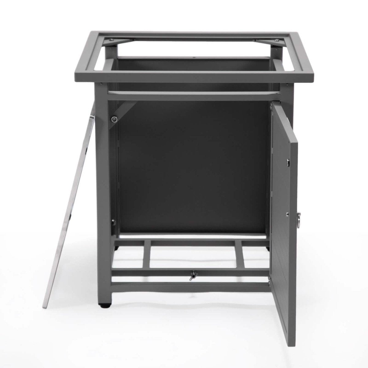 Walbrooke Outdoor Patio Square Fire Pit and Tank Holder with Slats Design