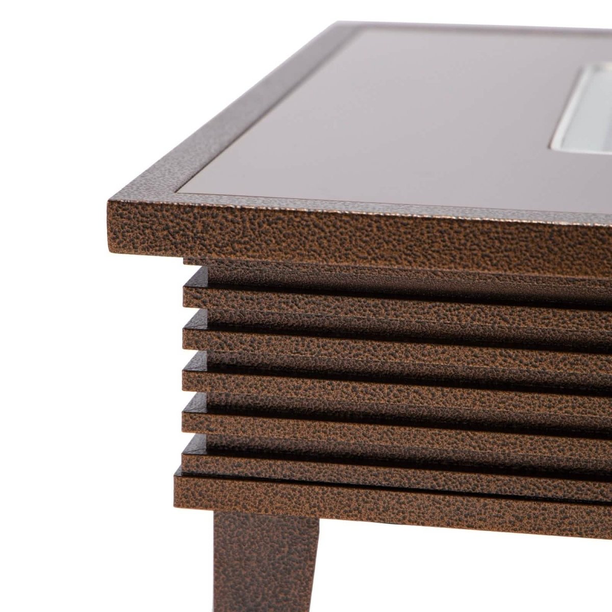Walbrooke Outdoor Patio Square Fire Pit and Tank Holder with Slats Design