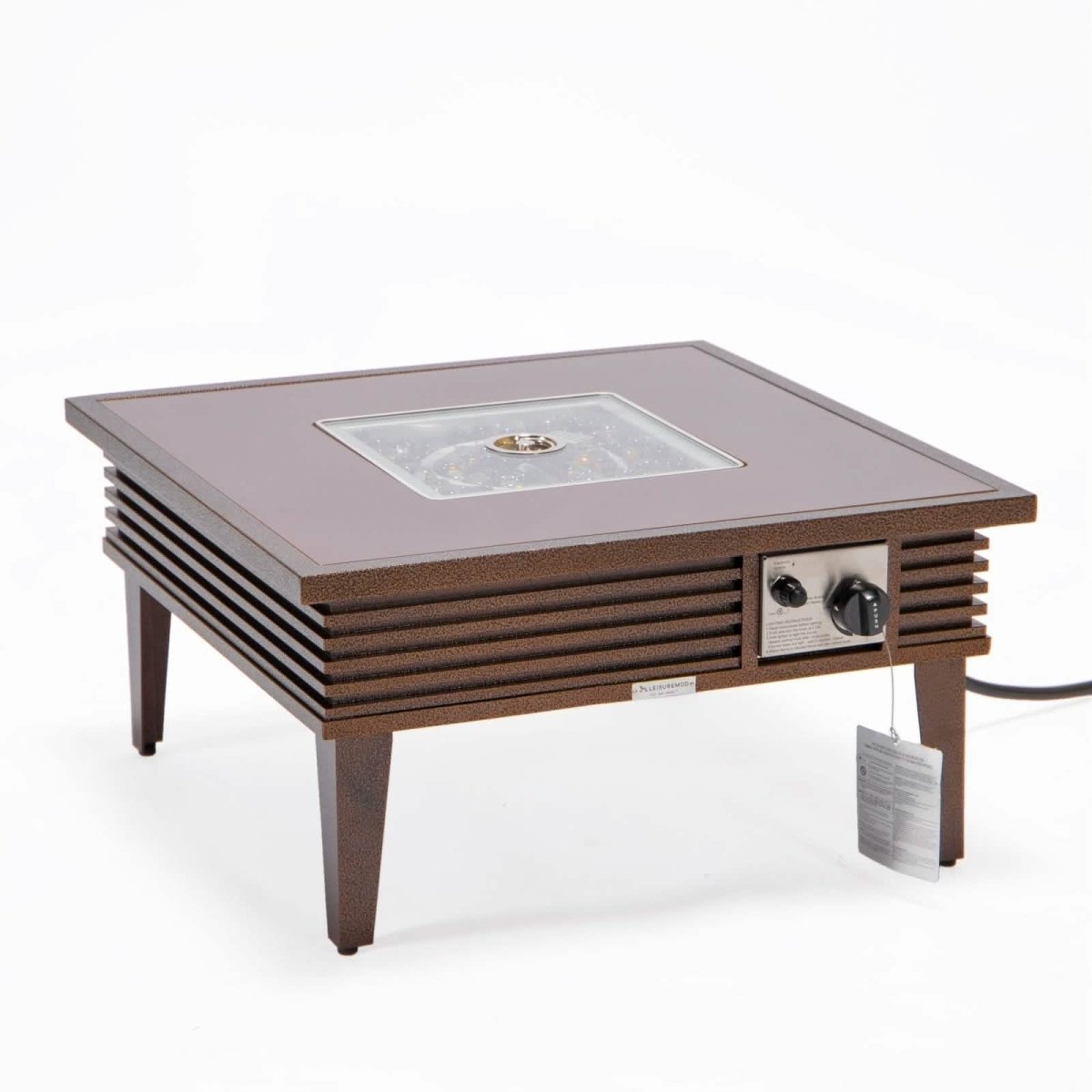 Walbrooke Outdoor Patio Square Fire Pit and Tank Holder with Slats Design