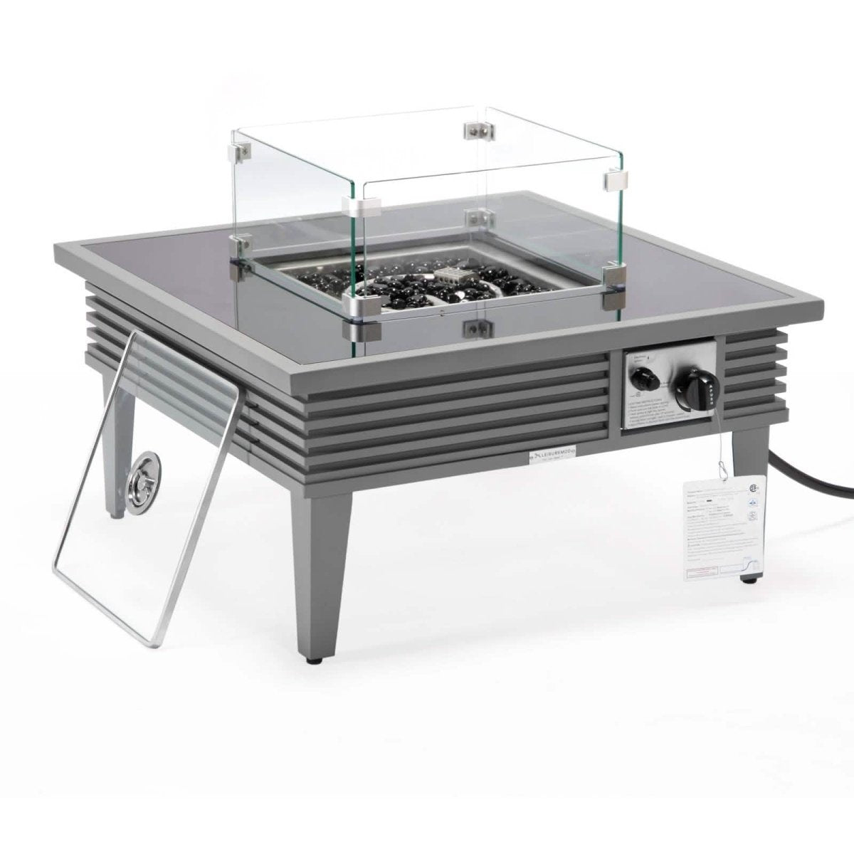 Walbrooke Outdoor Patio Square Fire Pit and Tank Holder with Slats Design