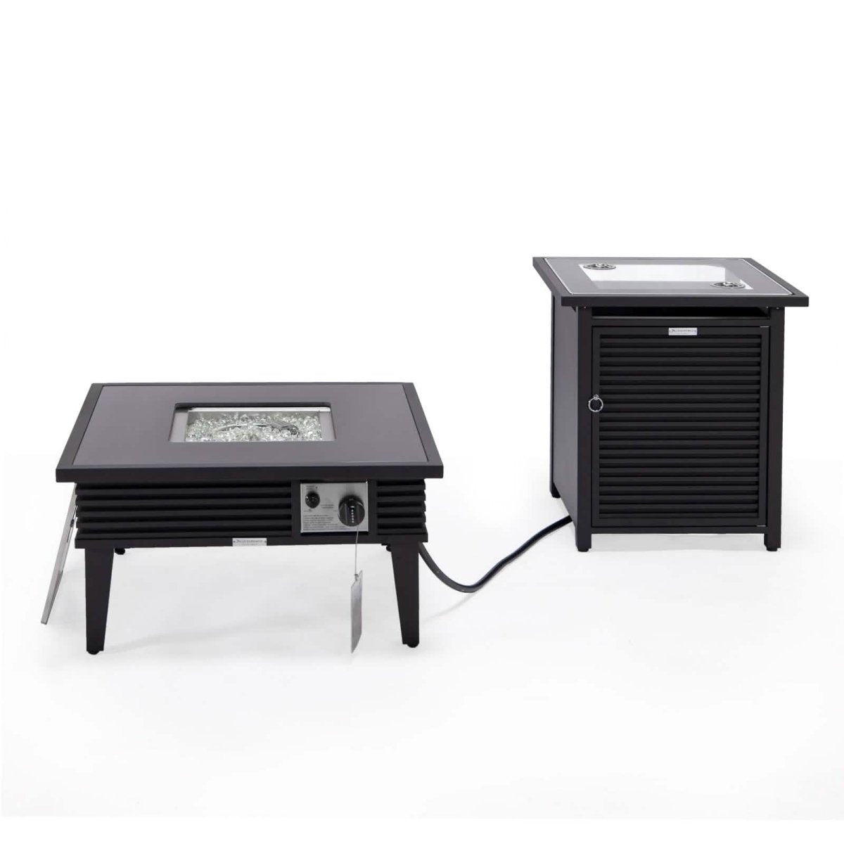 Walbrooke Outdoor Patio Square Fire Pit and Tank Holder with Slats Design