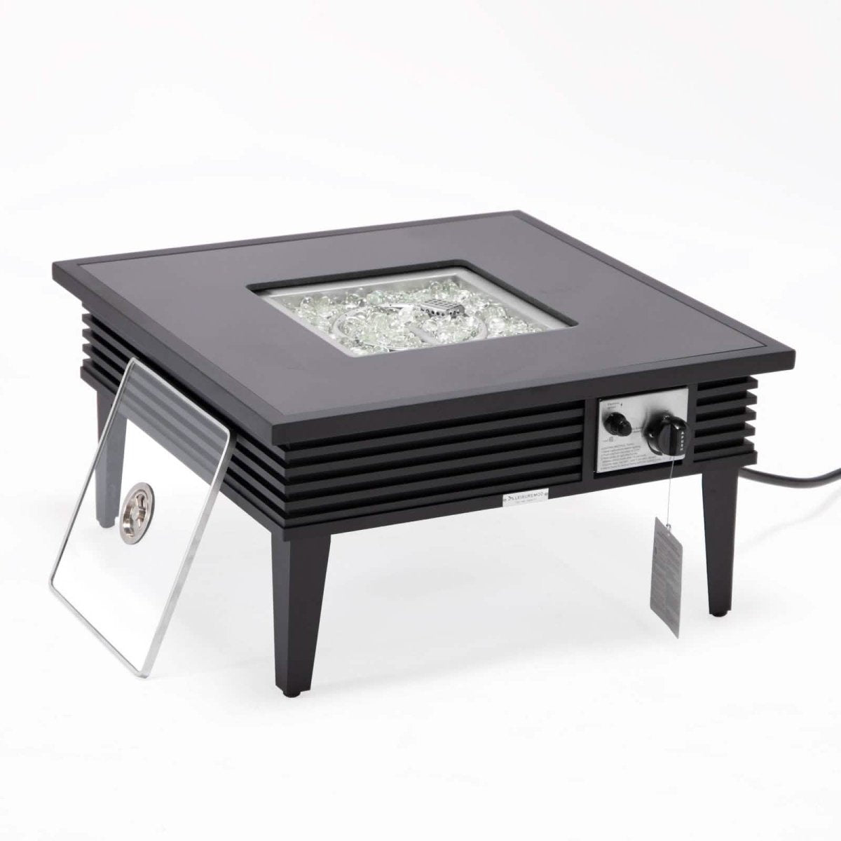 Walbrooke Outdoor Patio Square Fire Pit and Tank Holder with Slats Design