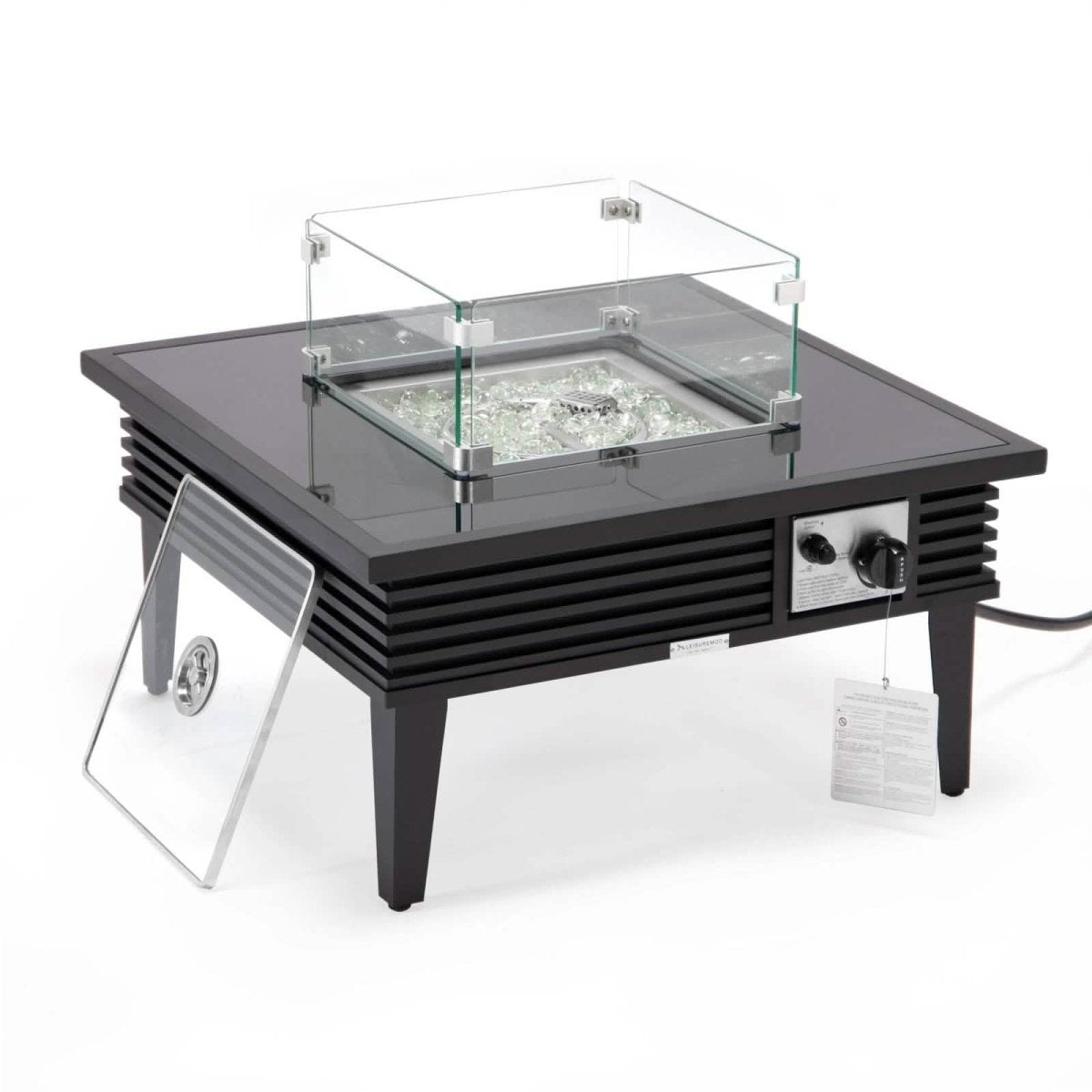 Walbrooke Outdoor Patio Square Fire Pit and Tank Holder with Slats Design