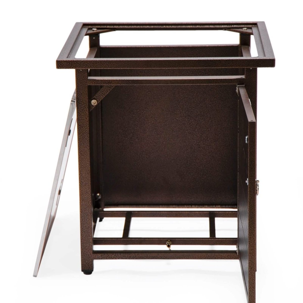Walbrooke Outdoor Patio Square Fire Pit and Tank Holder with Slats Design