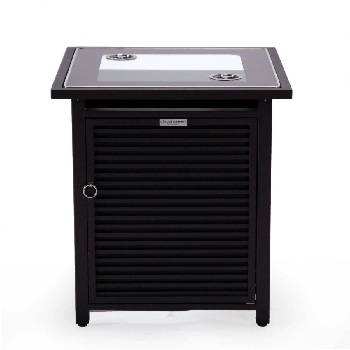 Walbrooke Outdoor Patio Square Fire Pit and Tank Holder with Slats Design