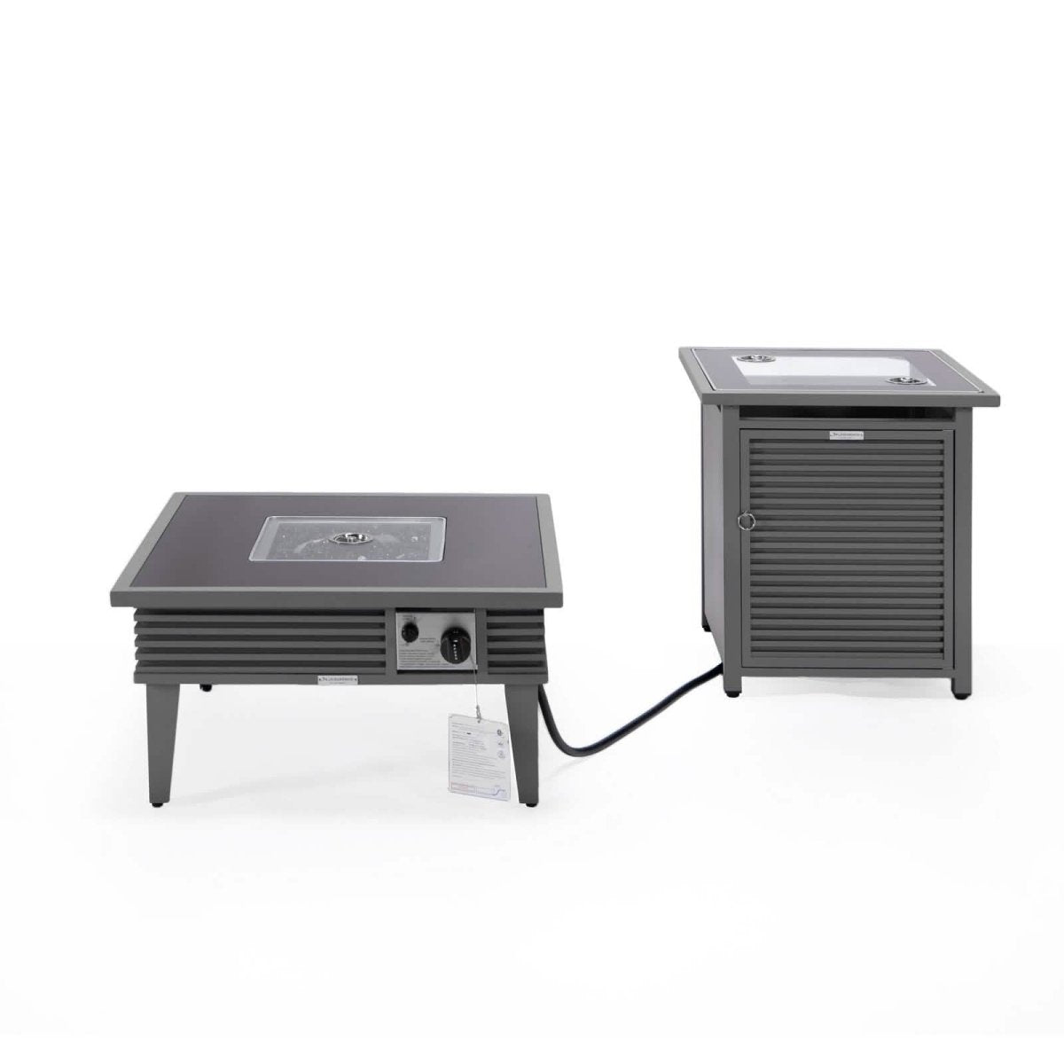 Walbrooke Outdoor Patio Square Fire Pit and Tank Holder with Slats Design