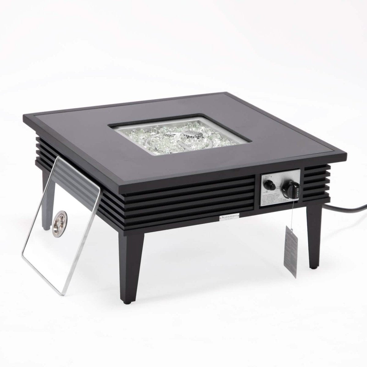 Walbrooke Outdoor Patio Square Fire Pit and Tank Holder with Slats Design