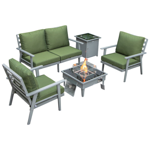 Walbrooke Aluminum Patio Conversation With Fire Pit Table & Tank Holder