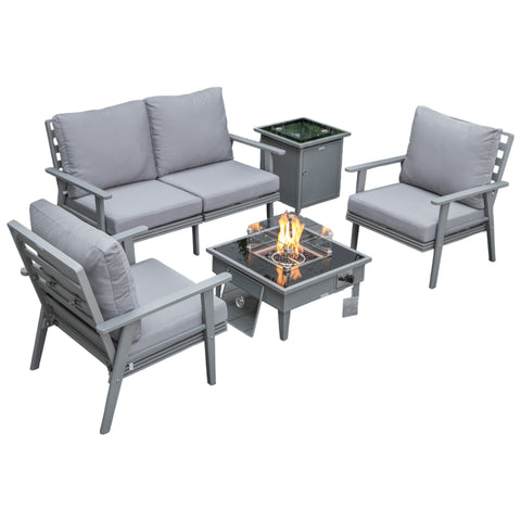 Walbrooke Aluminum Patio Conversation With Fire Pit Table & Tank Holder