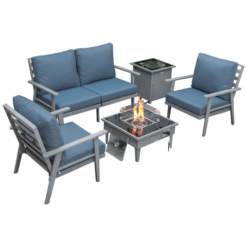 Walbrooke Aluminum Patio Conversation With Fire Pit Table & Tank Holder
