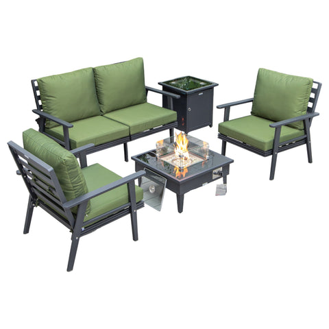 Walbrooke Aluminum Patio Conversation With Fire Pit Table & Tank Holder