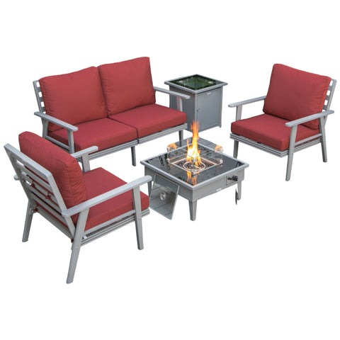 Walbrooke Aluminum Patio Conversation With Fire Pit Table & Tank Holder