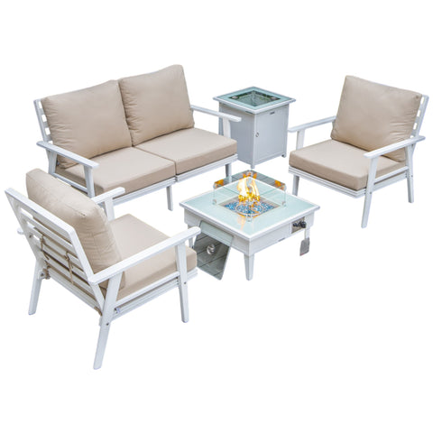 Walbrooke Aluminum Patio Conversation With Fire Pit Table & Tank Holder