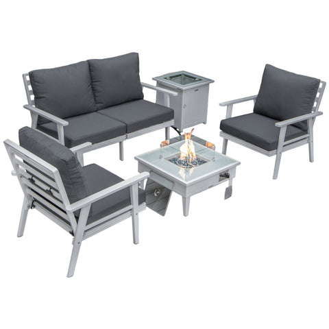 Walbrooke Aluminum Patio Conversation With Fire Pit Table & Tank Holder