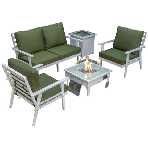 Walbrooke Aluminum Patio Conversation With Fire Pit Table & Tank Holder