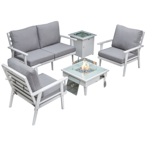 Walbrooke Aluminum Patio Conversation With Fire Pit Table & Tank Holder