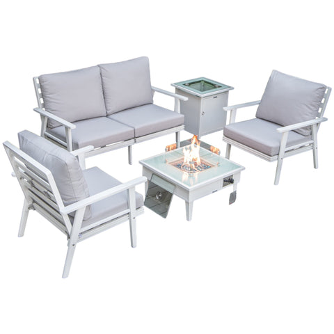 Walbrooke Aluminum Patio Conversation With Fire Pit Table & Tank Holder