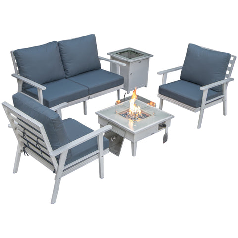 Walbrooke Aluminum Patio Conversation With Fire Pit Table & Tank Holder