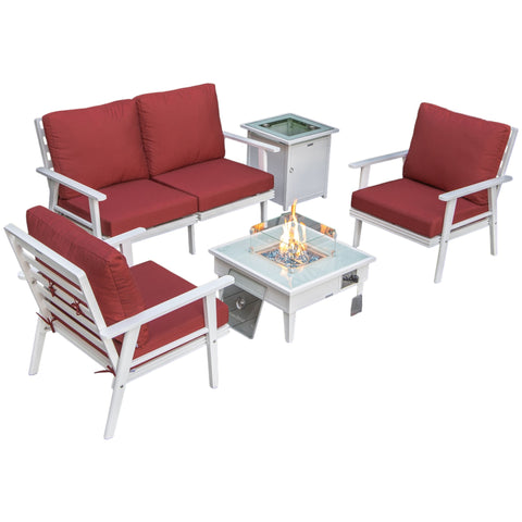 Walbrooke Aluminum Patio Conversation With Fire Pit Table & Tank Holder