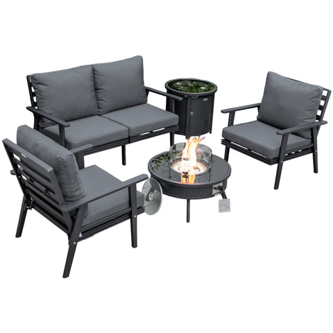Walbrooke Aluminum Patio Conversation With Fire Pit Table & Tank Holder