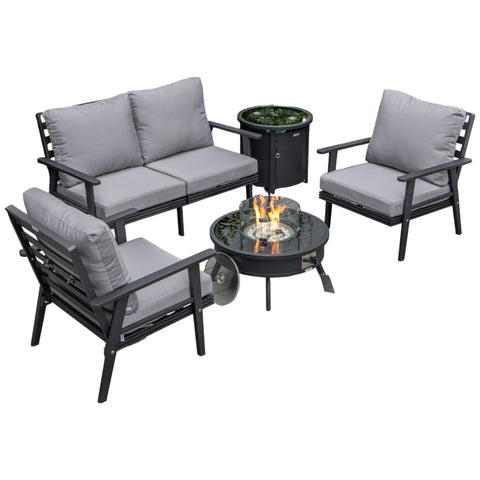 Walbrooke Aluminum Patio Conversation With Fire Pit Table & Tank Holder