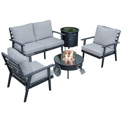 Walbrooke Aluminum Patio Conversation With Fire Pit Table & Tank Holder