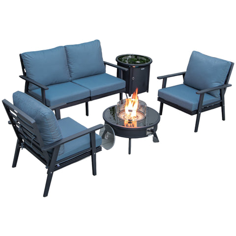 Walbrooke Aluminum Patio Conversation With Fire Pit Table & Tank Holder