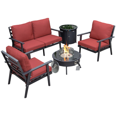 Walbrooke Aluminum Patio Conversation With Fire Pit Table & Tank Holder