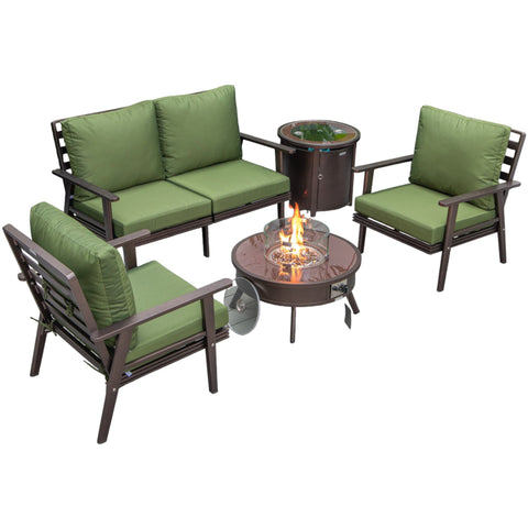 Walbrooke Aluminum Patio Conversation With Fire Pit Table & Tank Holder