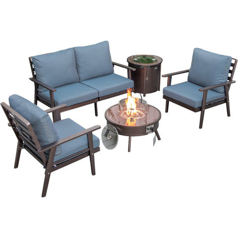 Walbrooke Aluminum Patio Conversation With Fire Pit Table & Tank Holder