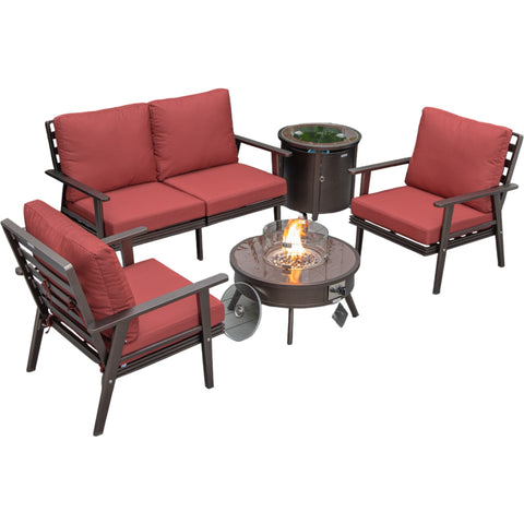 Walbrooke Aluminum Patio Conversation With Fire Pit Table & Tank Holder