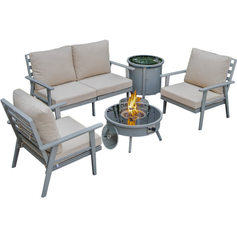 Walbrooke Aluminum Patio Conversation With Fire Pit Table & Tank Holder