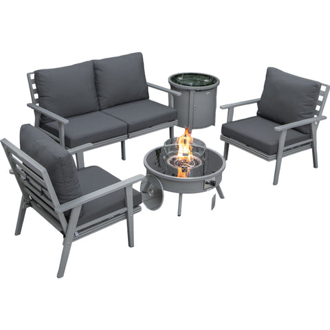 Walbrooke Aluminum Patio Conversation With Fire Pit Table & Tank Holder